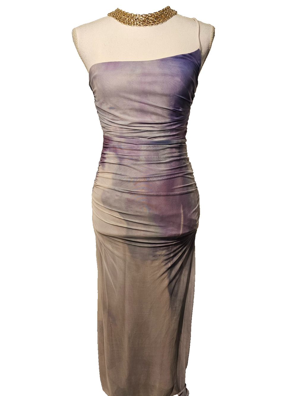 Zara Women's One Shoulder Colorblock Midi Dress Sleeveless Polyester XS